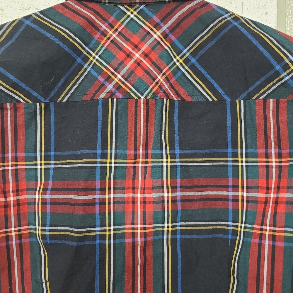 J. Crew Perfect Red Green Plaid Long Sleeve Top Size 4 - Picture 5 of 8